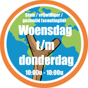 5 - Stamlid/vrijwilliger/gezinslid (scoutinglid): woensdag 10:00u – donderdag 10:00u