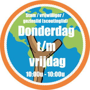 6 - Stamlid/vrijwilliger/gezinslid (scoutinglid): donderdag 10:00u – vrijdag 10:00u